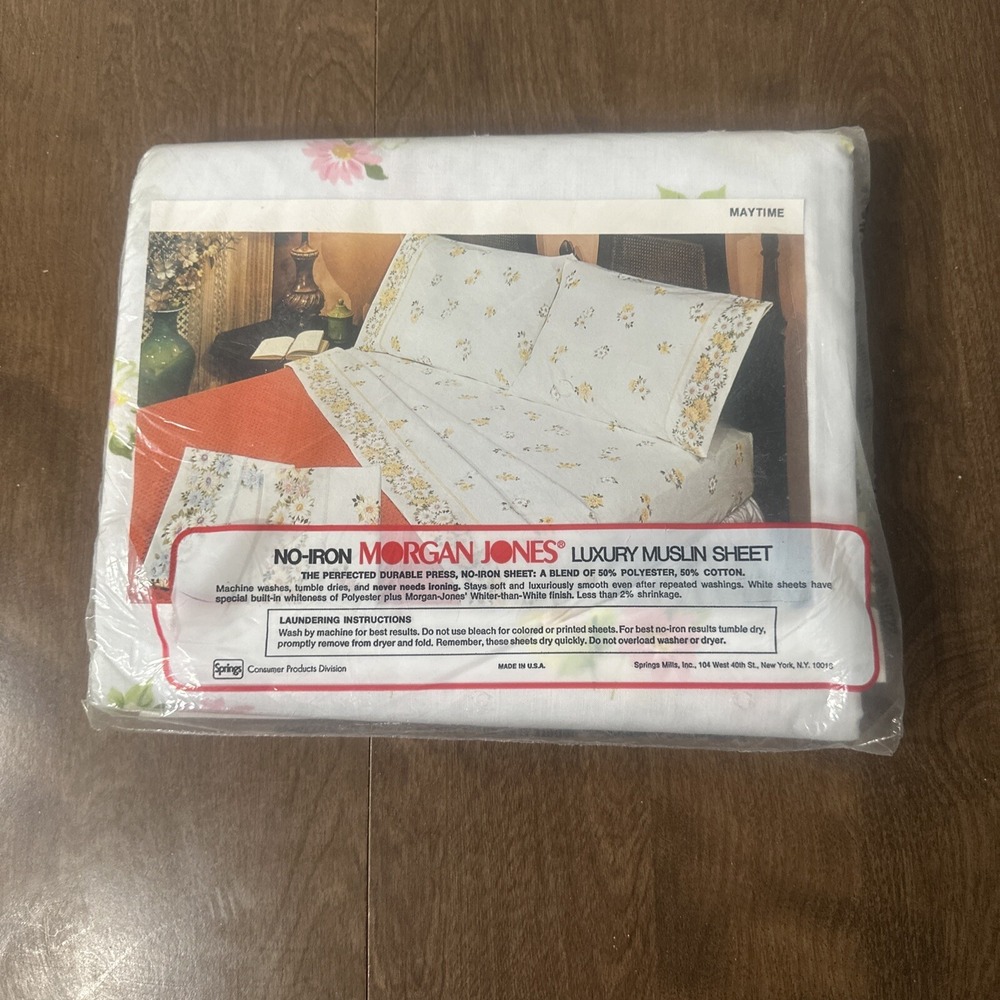 Vintage Morgan Jones Double Sheet Set Bonnie Bouquet No Iron Muslin 54" X 76"‎ - Picture 6 of 7